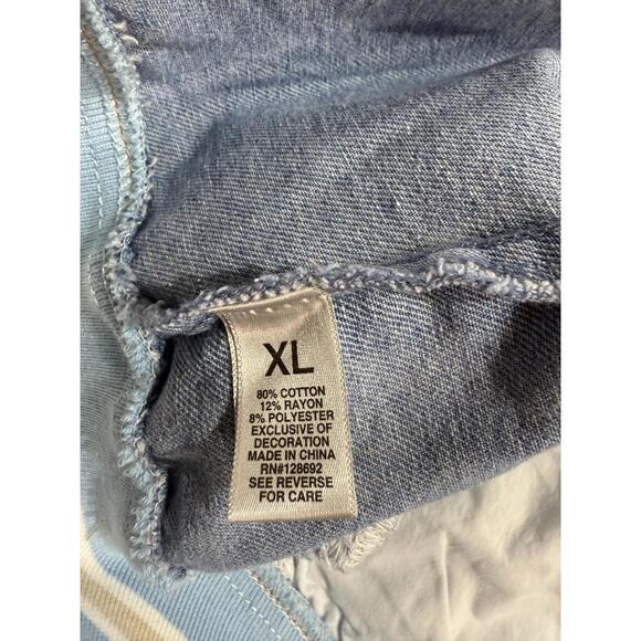 NWT Madden Girl Denim Varsity Bomber Jacket Size XL - Picture 5 of 14